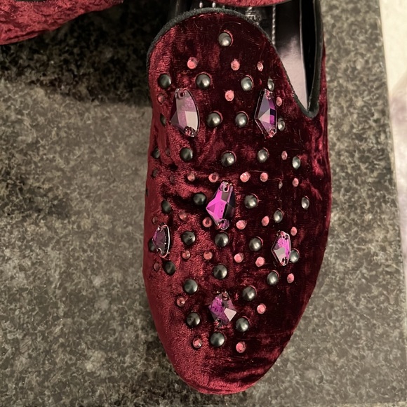 Donald Pliner Crushed Velvet, Rhinestone Mules - Picture 2 of 7